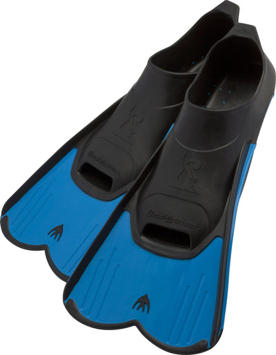 Pair of Light fins in black and blue standing at an angle on their blades
