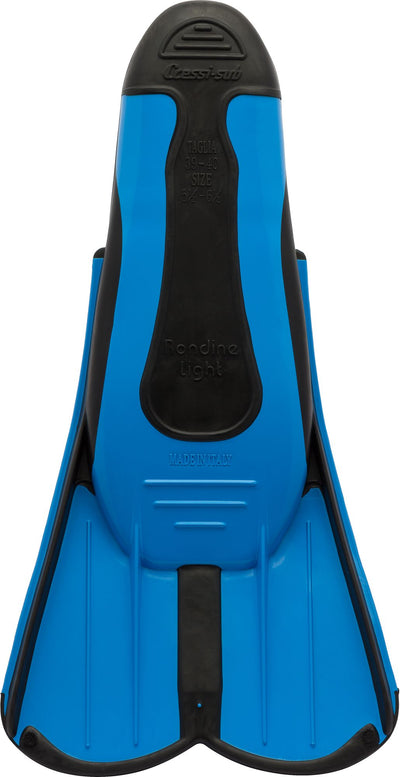 Blade of the black and blue Light fin viewed from the top with the ribbed stiffeners