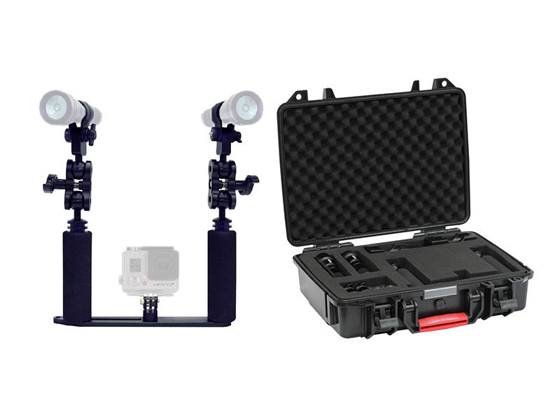BigBlue camera tray kit with two lights and a hard case