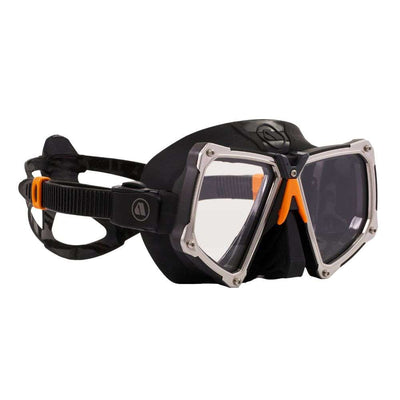 Apeks VX2 dive mask side profile showing the low volume skirt