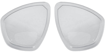 Left and right Cressi Focus positive bifocal lenses side by side