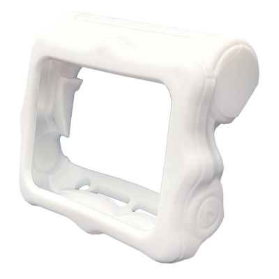 Shearwater Perdix Protective Case in white, angled view showing the button cut-outs