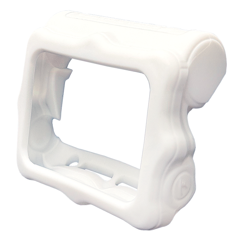 Shearwater Perdix Protective Case in white, angled view showing the button cut-outs