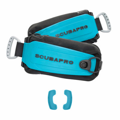 SCUBAPRO Monorail Weight Pocket Set standard in turquoise, pair with lids