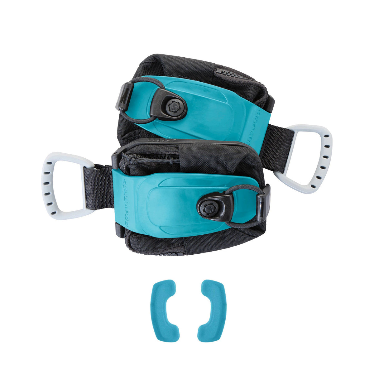 SCUBAPRO Monorail Weight Pocket Set mini in turquoise, pair with lids