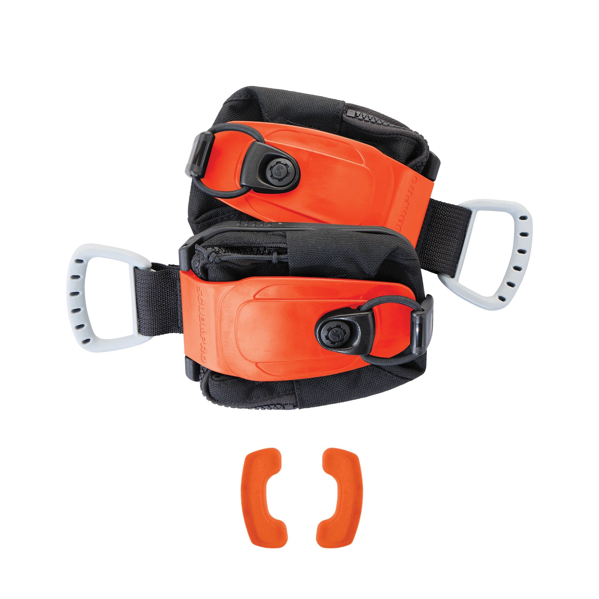 SCUBAPRO Monorail Weight Pocket Set mini in orange, pair with lids