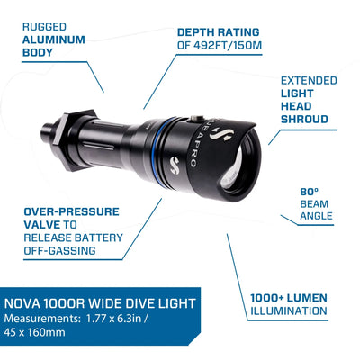 SCUBAPRO Nova Light 1000R Wide (Without Battery & Charger)