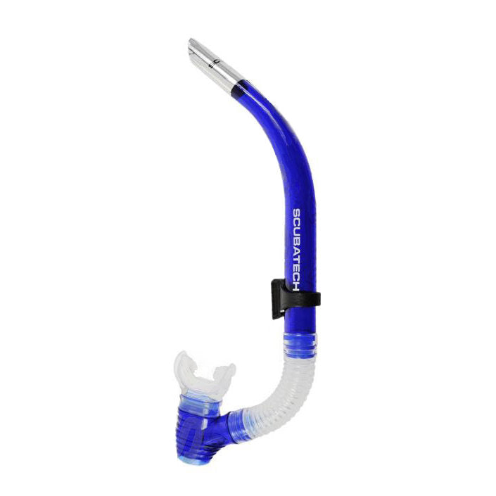 Scubatech SK 02 snorkel in black with purge valve and flexible clear lower section