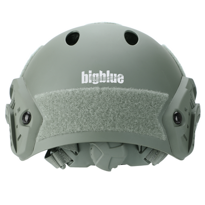 BigBlue technical diving helmet, front view showing the side rails