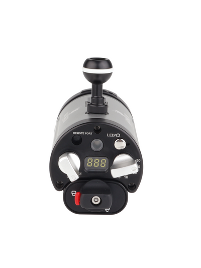 Rear of the Kraken KR-S80 strobe showing the display and control dials