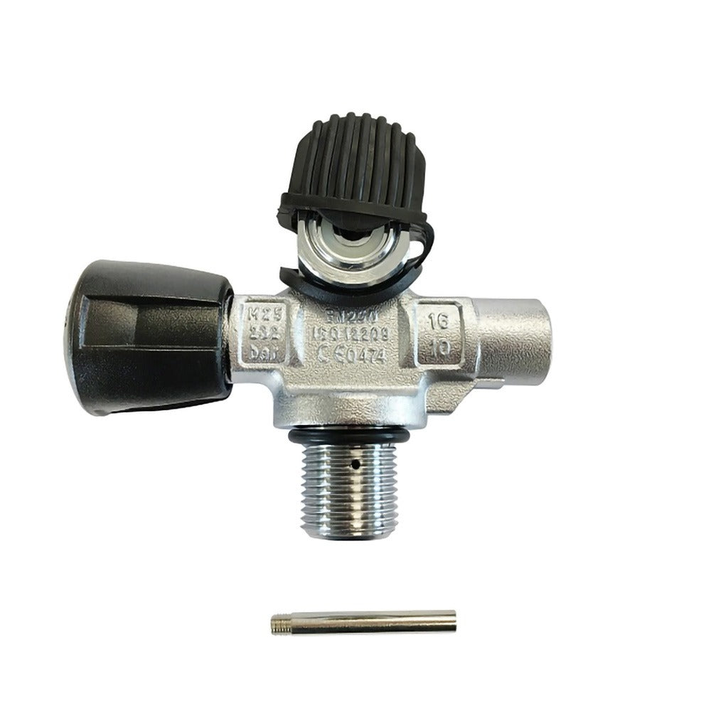TANK VALVE M25 WITH PLUG (HANDLE ON DIVER'S RIGHT)
