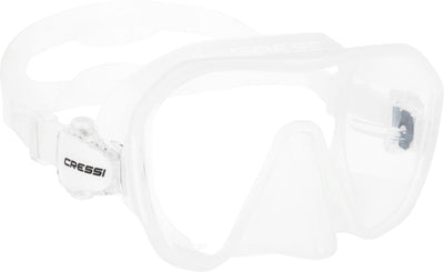 Cressi Z2S small frameless dive mask in clear silicone, angled front view