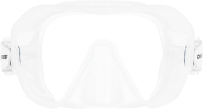 Cressi Z2S clear mask seen straight on, showing the compact single lens