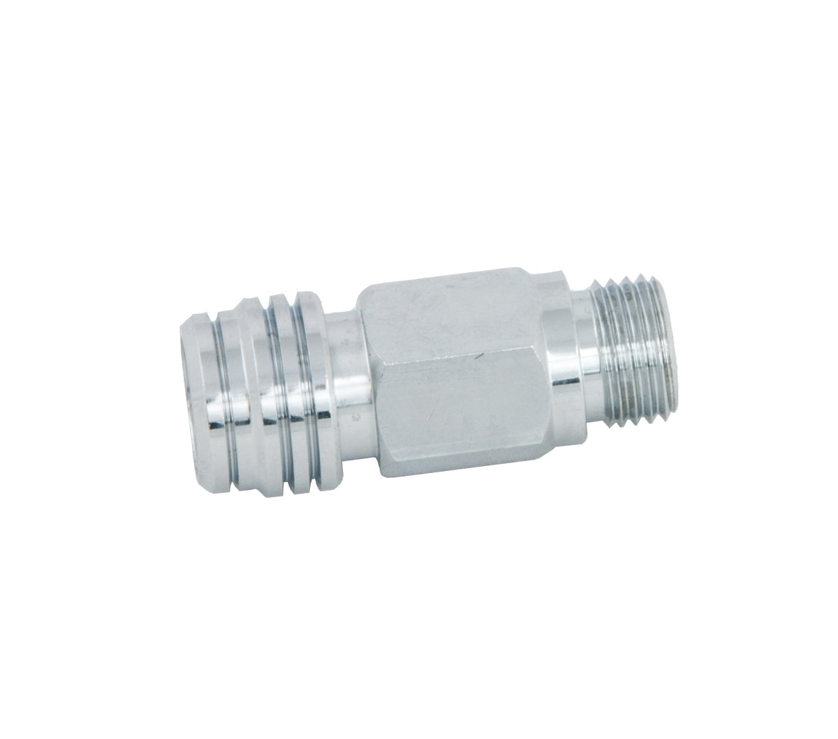 Tecline chrome thread adapter, male 9/16 to BC inflator connection