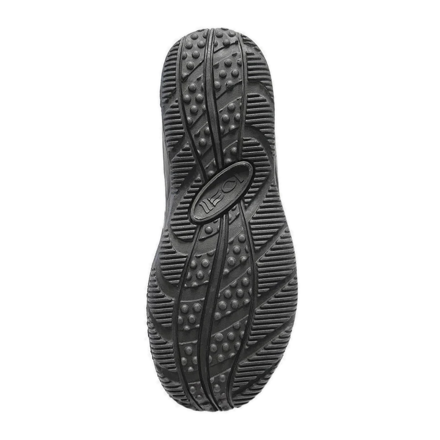Tread pattern on the sole of a black Fourth Element Amphibian dive boot