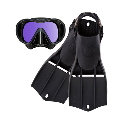 Apeks VX1 mask and RK3 fins in black