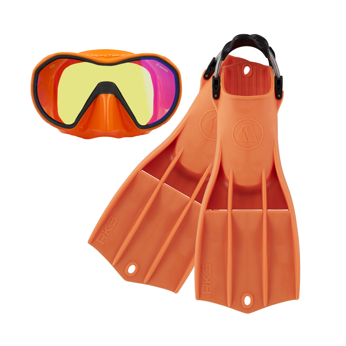 Apeks VX1 mask and RK3 HD fins in orange