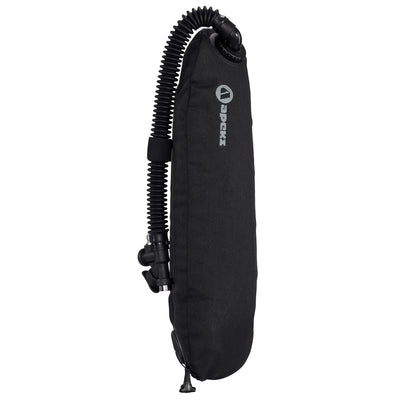 Apeks WTX-D30 wing, side profile showing the Apeks logo and inflator hose