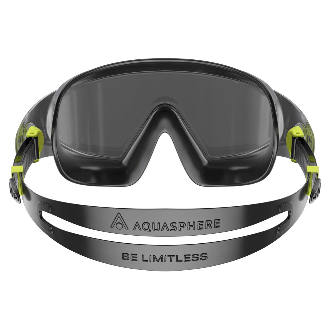 Aquasphere Defy Ultra swim mask with smoke lens and black frame, front view