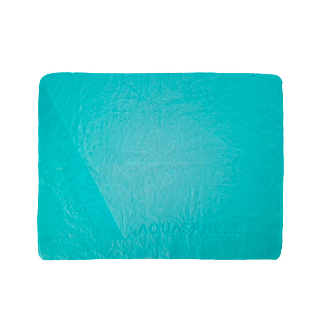 Aquasphere Dry Towel laid flat in light blue with a subtle logo print
