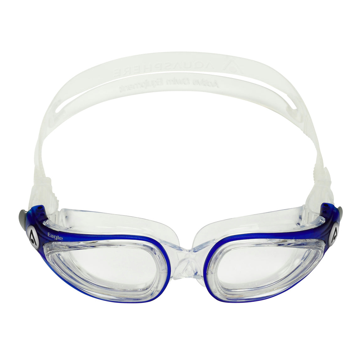 Aquasphere Eagle swim goggles with clear lens and navy frame, front view