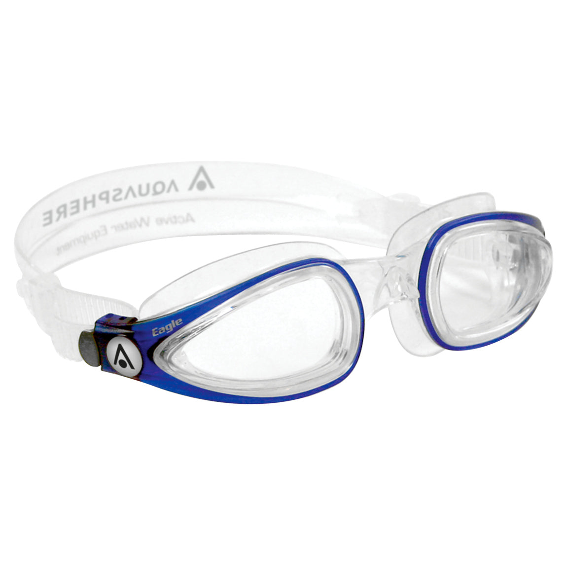 Aquasphere Eagle swim goggles with clear lens and navy frame, front view