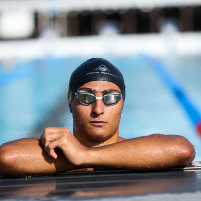 Aquasphere Fastlane swim goggles worn in the water