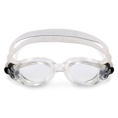Aquasphere Kaiman swim goggles with clear lens and clear frame, front view