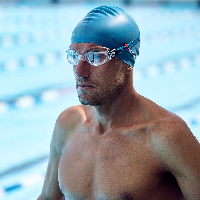 Swimmer wearing Aquasphere Kaiman swim goggles