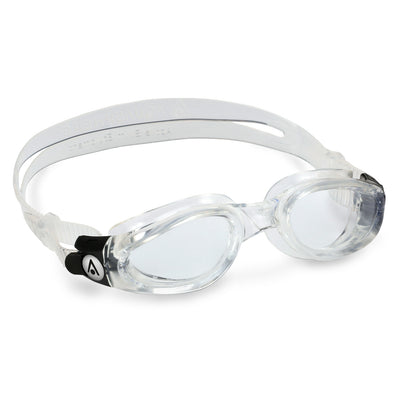 Aquasphere Kaiman swim goggles with clear lens and clear frame, second angled view