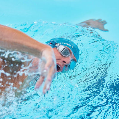 Aquasphere Kaiman swim goggles worn in the water