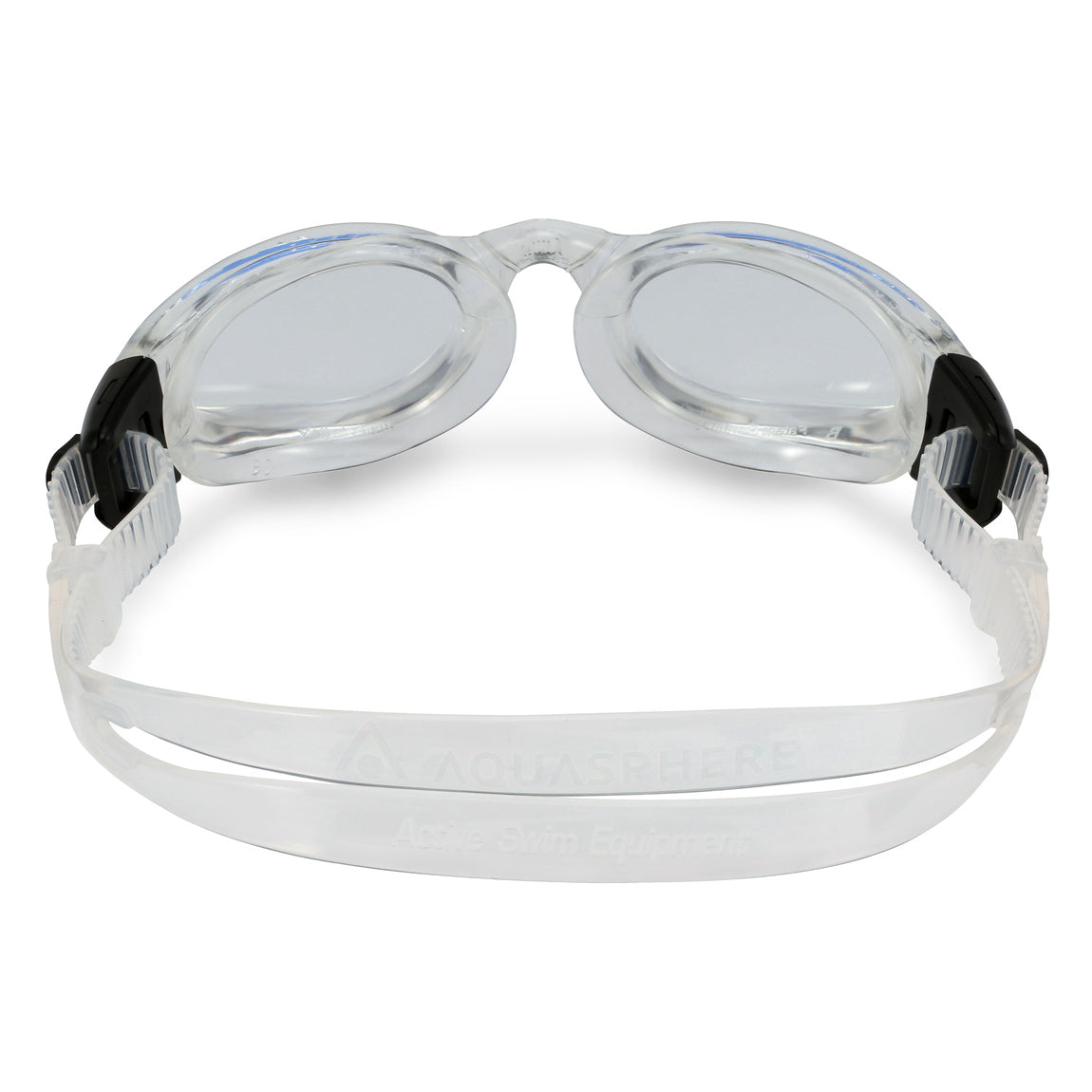 Aquasphere Kaiman swim goggles with clear lens and clear frame, front view