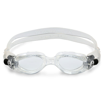 Aquasphere Kaiman Compact swim goggles with clear lens and clear frame, front view
