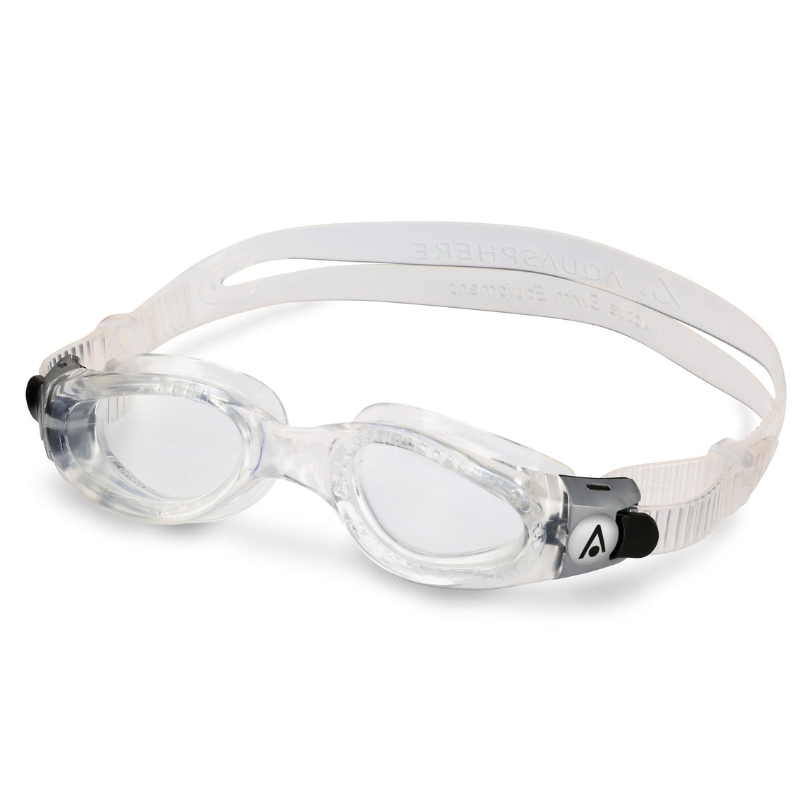 Aquasphere Kaiman Compact swim goggles with clear lens and clear frame, front view