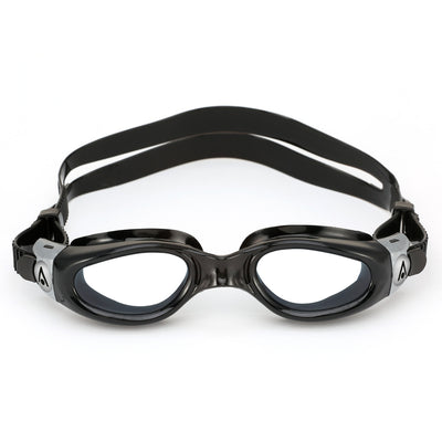 Aquasphere Kaiman Compact swim goggles with clear lens and black frame, front view