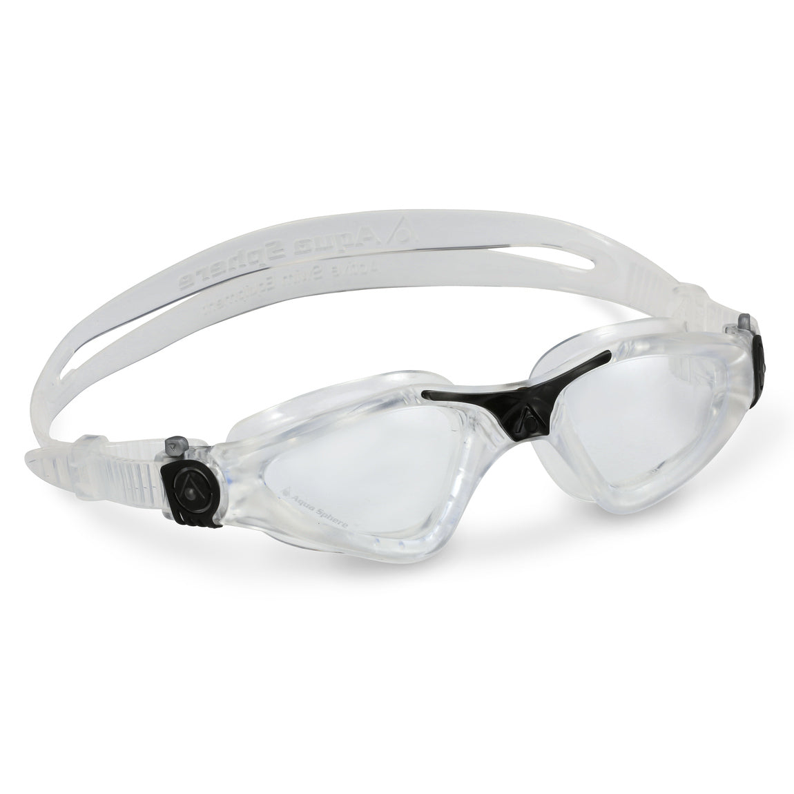 Aquasphere Kayenne swim goggles with clear lens and clear frame, front view