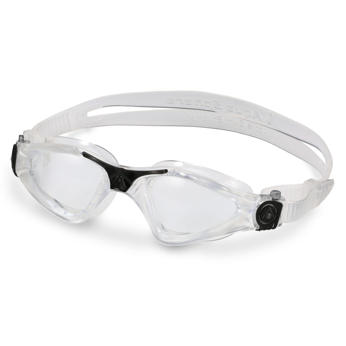 Aquasphere Kayenne swim goggles with clear lens and clear frame, front view