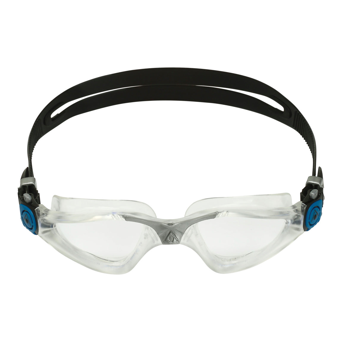 Aquasphere Kayenne swim goggles with clear lens and petrol frame, front view