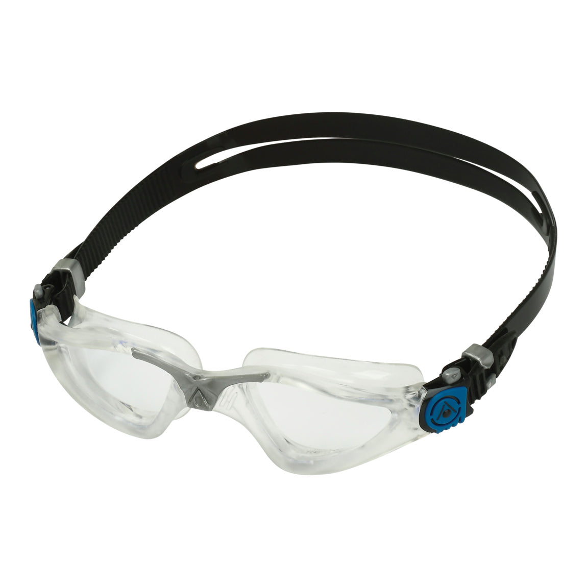 Aquasphere Kayenne swim goggles with clear lens and petrol frame, second angled view