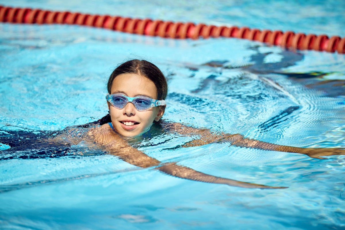 Aquasphere Kayenne Junior swim goggles worn in the water