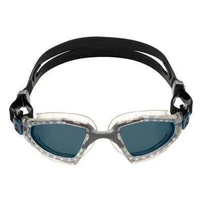 Aquasphere Kayenne Pro swim goggles with smoke lens and clear frame, front view
