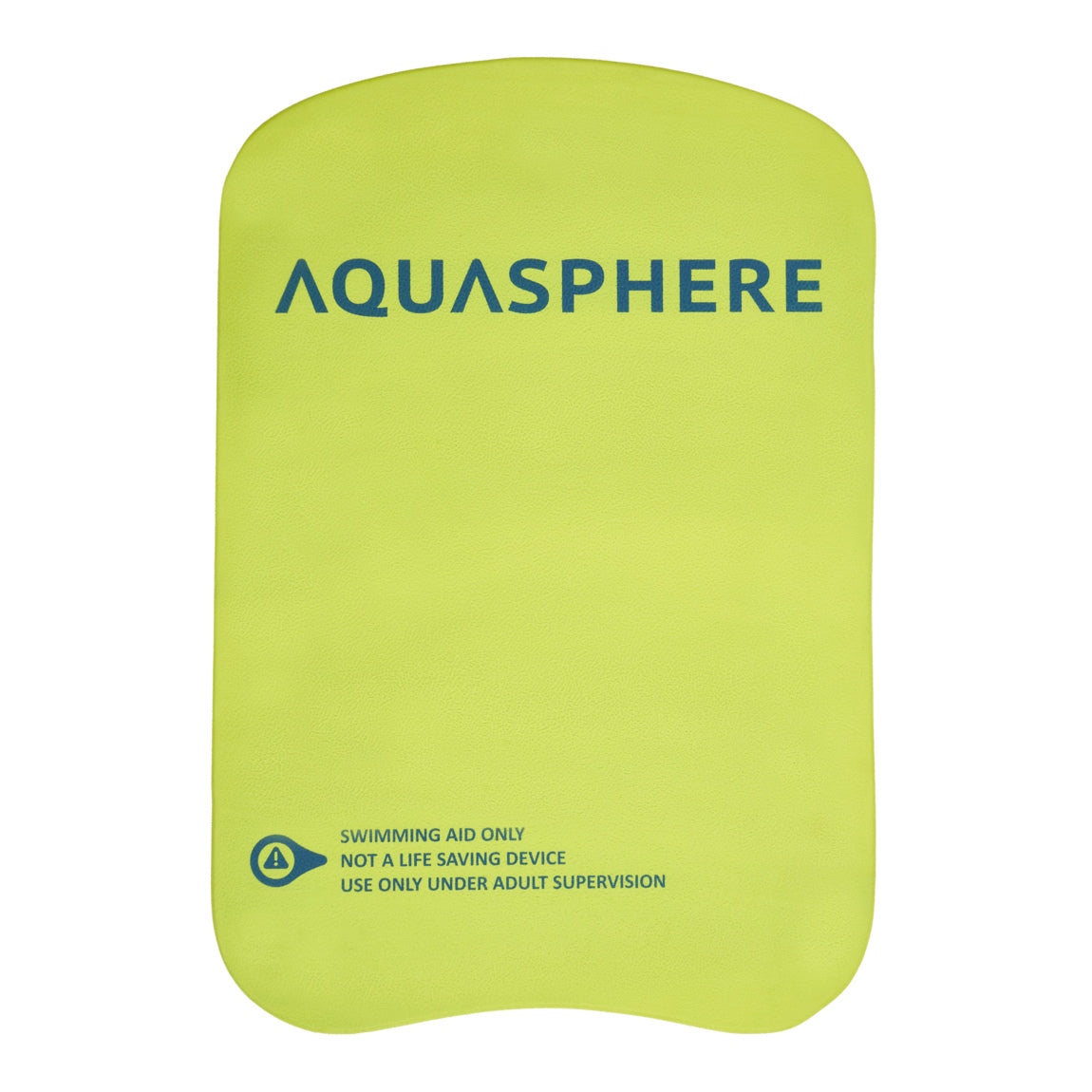 Bright yellow underside of the Aquasphere kickboard printed swimming aid only