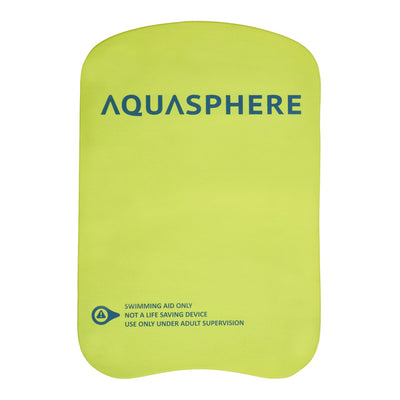 Bright yellow underside of the Aquasphere kickboard printed swimming aid only
