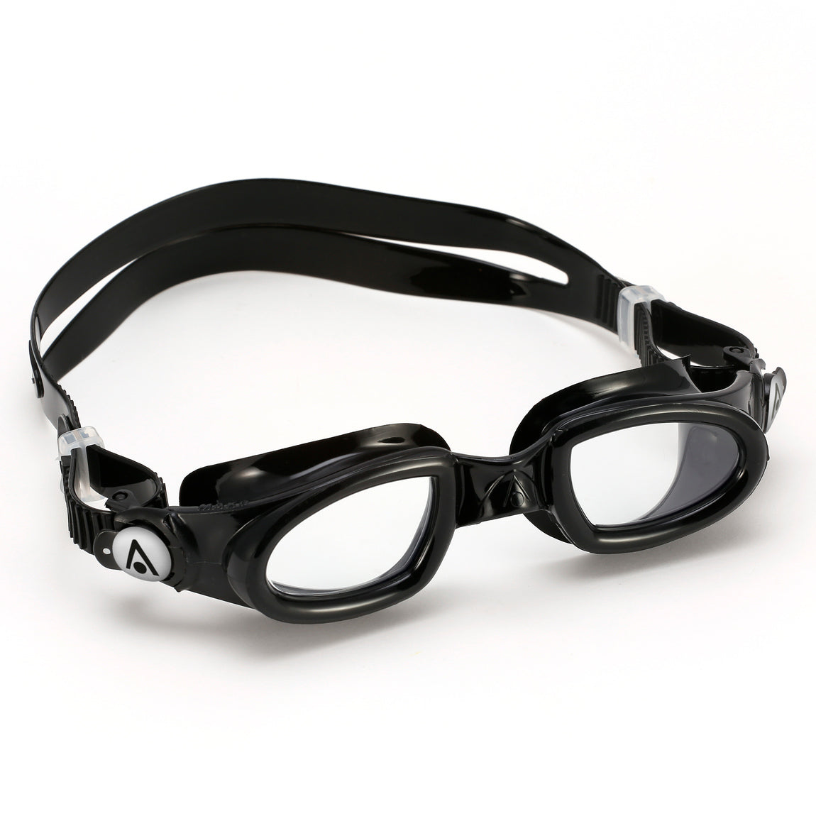 Aquasphere Mako 2.0 swim goggles with clear lens and black frame, front view