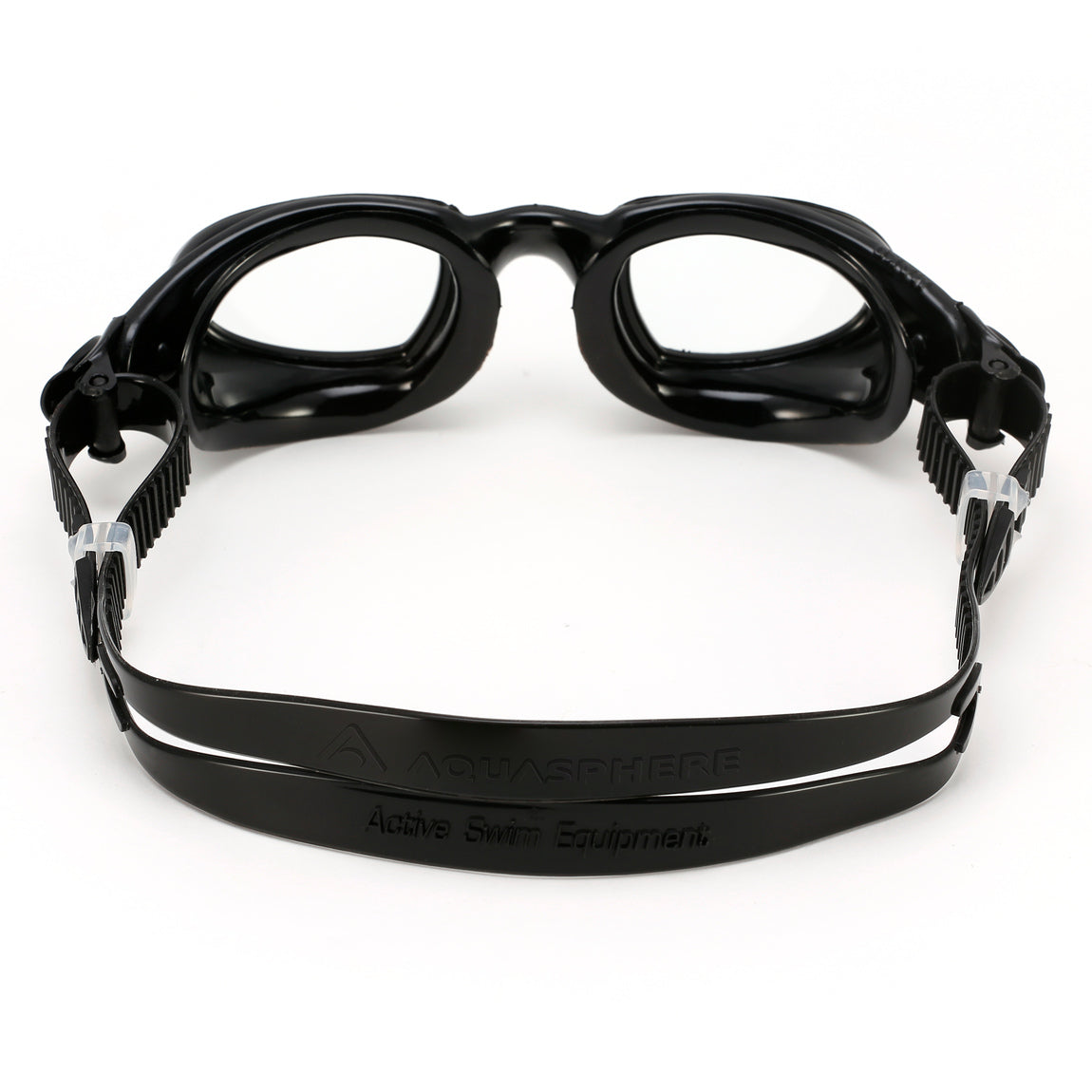 Aquasphere Mako 2.0 swim goggles with clear lens and black frame, front view