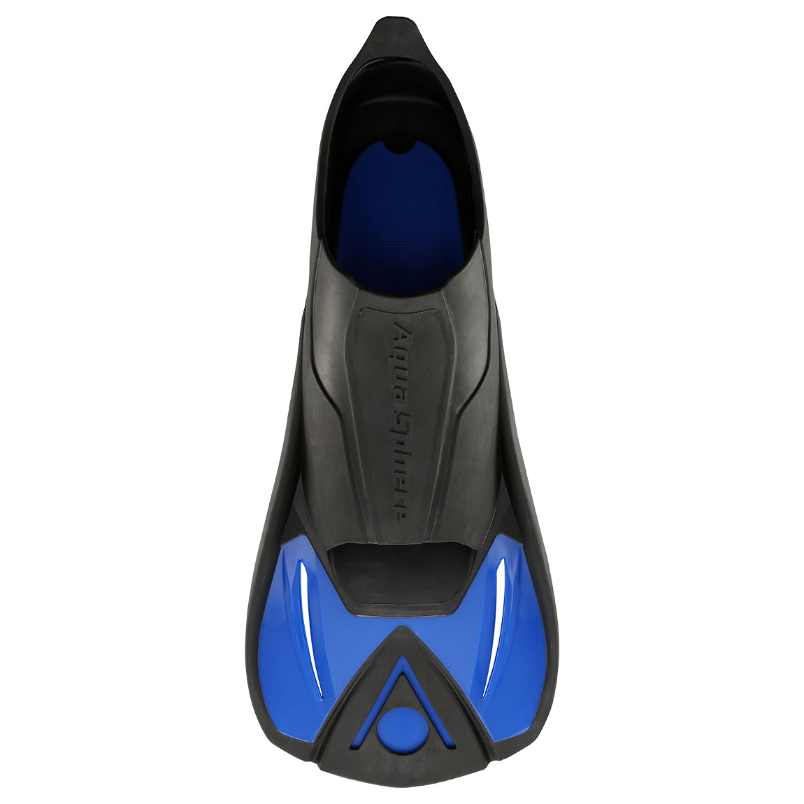 Aquasphere Microfin training fin with a black foot pocket and blue short blade