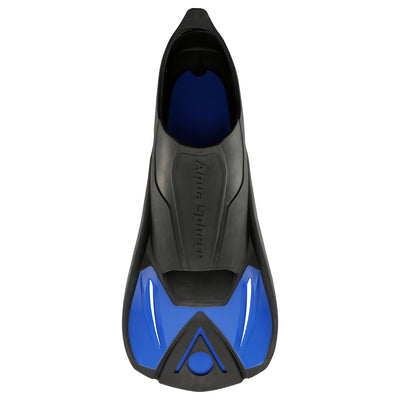 Aquasphere Microfin training fin with a black foot pocket and blue short blade