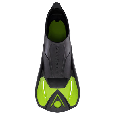 Aquasphere Microfin training fin with a black foot pocket and bright yellow short blade