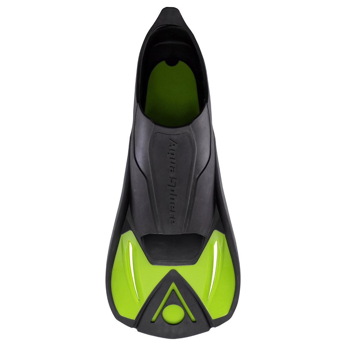 Aquasphere Microfin training fin with a black foot pocket and bright yellow short blade