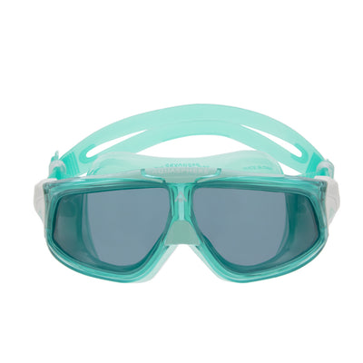 Aquasphere Seal 2.0 swim mask with smoke lens and green frame, front view